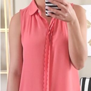 Adorable Loft scalloped coral dress shirt.